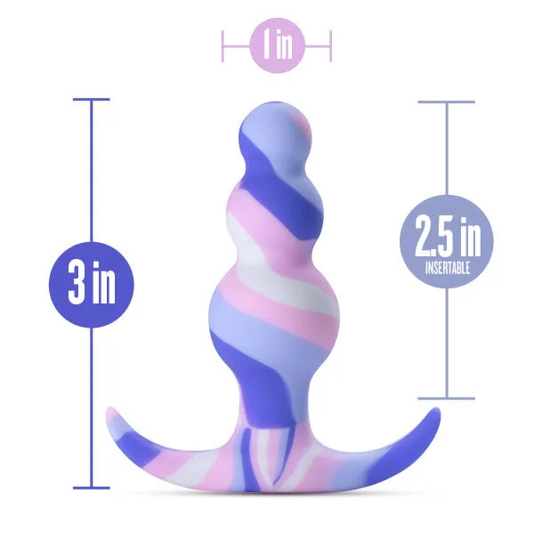 Blush Anal Avant By Blush Twilight Blue Artisan 3 Inch Tapered Stayput Butt Plug with Pleasure Curves Elegantly Made with Smooth Ultrasilk Purio Silicone