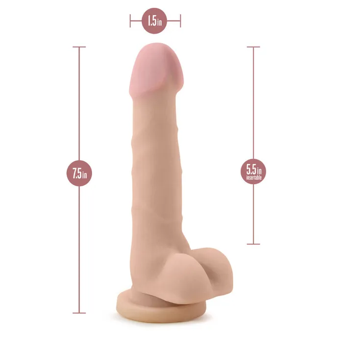Blush Dildos Au Naturel By Blush Realistic Beige 75Inch Long Dildo With Balls Suction Cup Base