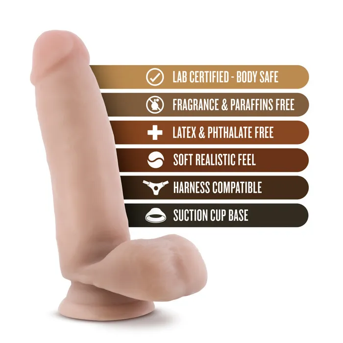 Blush Dildos Coverboy By Blush The Surfer Dude Realistic Beige 7Inch Long Dildo With Balls Suction Cup Base