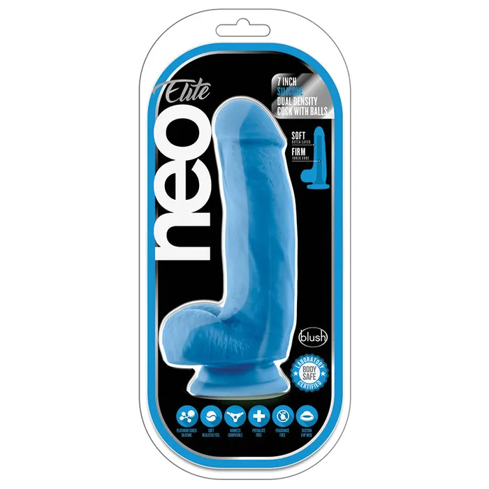 Blush Female Sex Toys Neo Elite Silicone Dual Density Cock with BallsNeon Blue 7 Blush Female Sex Toys Neo Elite Silicone Dual Density Cock with BallsNeon Blue 7