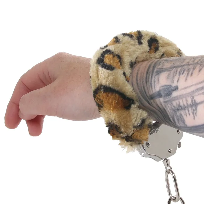 Blush Female Sex Toys Temptasia Beginner Fuzzy Cuffs in Leopard