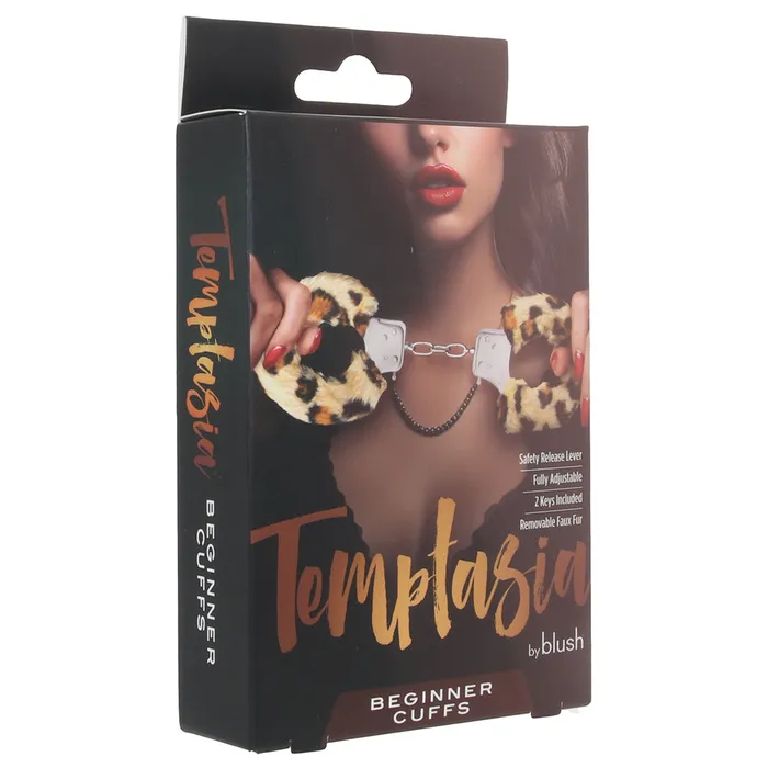 Blush Female Sex Toys Temptasia Beginner Fuzzy Cuffs in Leopard
