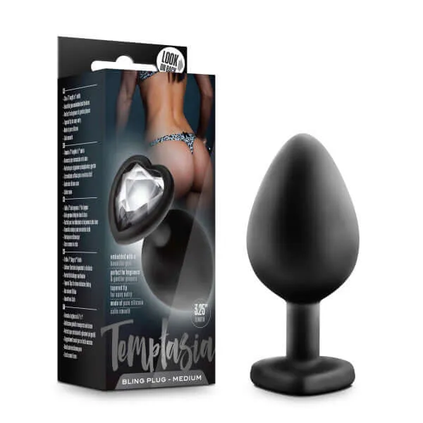 Blush Novelties Anal Elevate Your Booty Play with the Temptasia Bling Plug Medium Black Blush Novelties Anal Elevate Your Booty Play with the Temptasia Bling Plug Medium Black