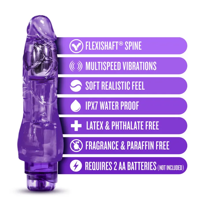 Blush Vibrators Naturally Yours By Blush Fantasy Vibe Realistic Purple 9Inch Long Vibrating Dildo