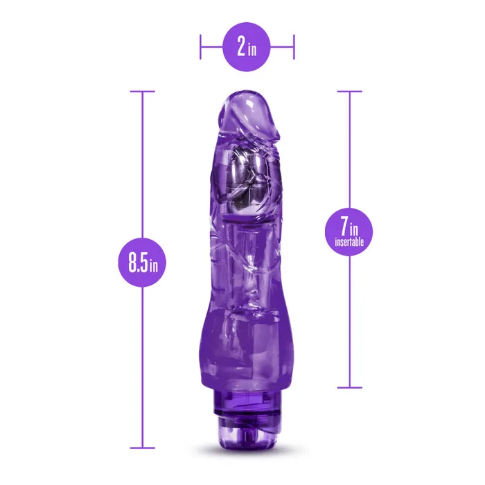 Blush Vibrators Naturally Yours By Blush Fantasy Vibe Realistic Purple 9Inch Long Vibrating Dildo