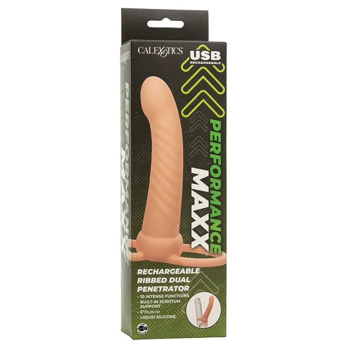 CAL EXOTICS Female Sex Toys Performance Maxx Rechargeable Ribbed Dual PenetratorIvory CAL EXOTICS Female Sex Toys Performance Maxx Rechargeable Ribbed Dual PenetratorIvory