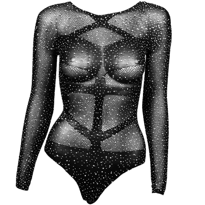 CalExotics Male Sex Toys Radiance Long Sleeve Black Body Suit XL