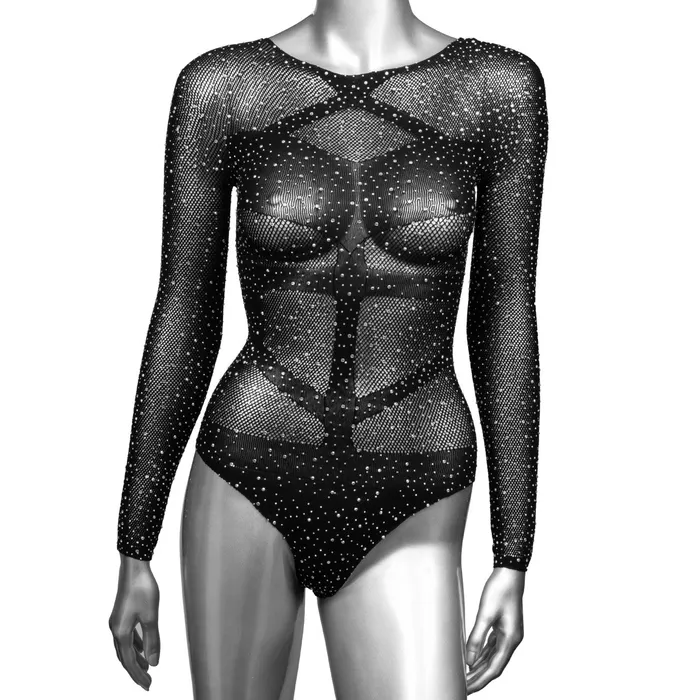 CalExotics Male Sex Toys Radiance Long Sleeve Black Body Suit XL