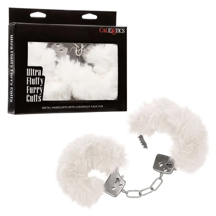 California Exotic Novelties Couples Ultra Fluffy Furry Cuffs White Metal Handcuffs California Exotic Novelties Couples Ultra Fluffy Furry Cuffs White Metal Handcuffs