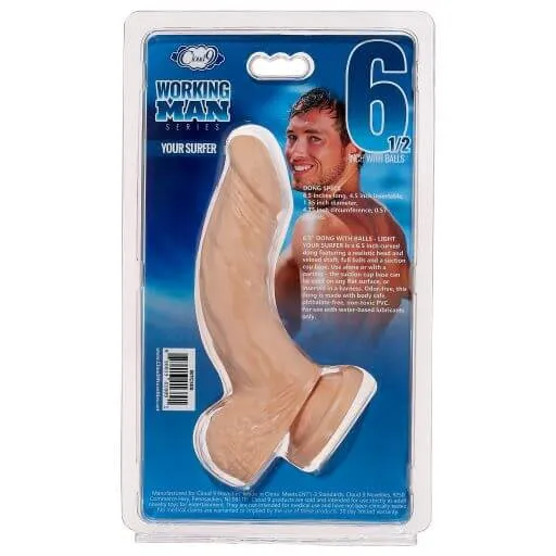 Cloud 9 Novelties Dildos Cloud 9 Working Man 6 inches Light Skin Tone Beige Dildo with Balls Your Surfer