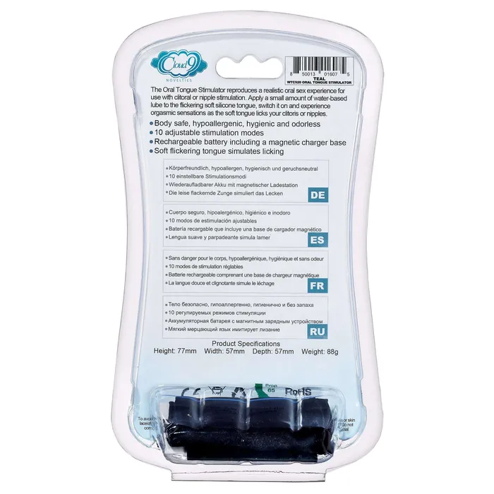 Cloud 9 Novelties Vibrators Cloud 9 Health and Wellness Flutter Oral Tongue Stimulator Teal