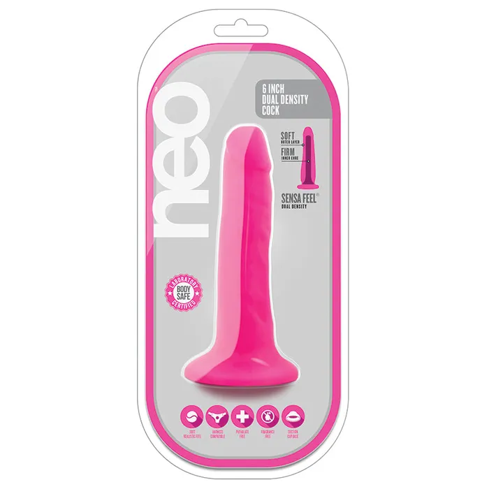 Dildos BLUSH Neo Dual Density CockNeon Pink 6