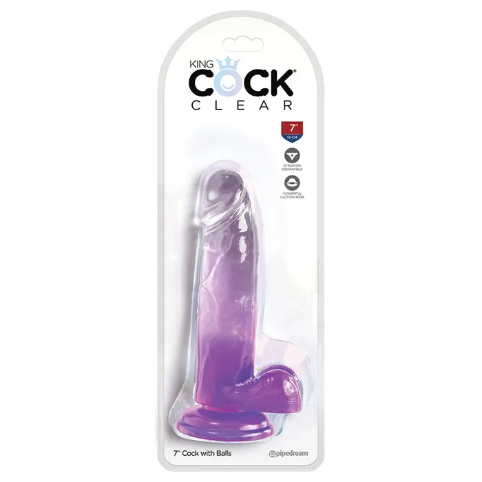 Dildos PIPEDREAM King Cock Clear with BallsPurple 7