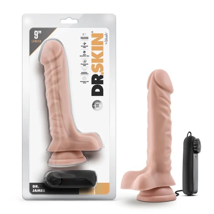 Dr Skin By Blush Dr James Realistic Vanilla 9Inch Long Remote Control Vibrating Dildo With Suction Cup Base Blush Dildos Dr Skin By Blush Dr James Realistic Vanilla 9Inch Long Remote Control Vibrating Dildo With Suction Cup Base Blush Dildos