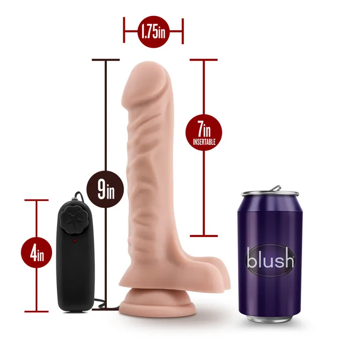 Dr Skin By Blush Dr James Realistic Vanilla 9Inch Long Remote Control Vibrating Dildo With Suction Cup Base Blush Dildos