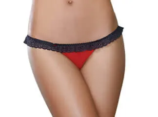 Dream Girl Lingerie Anal Dreamgirl Red Black Back Panty Medium Stretch Mesh with Lace Open Back Heart Detail