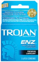 Enhancers Trojan Enz Lubed Condoms 3Pack Premium Latex for Safe Comfortable Protection Paradise Products