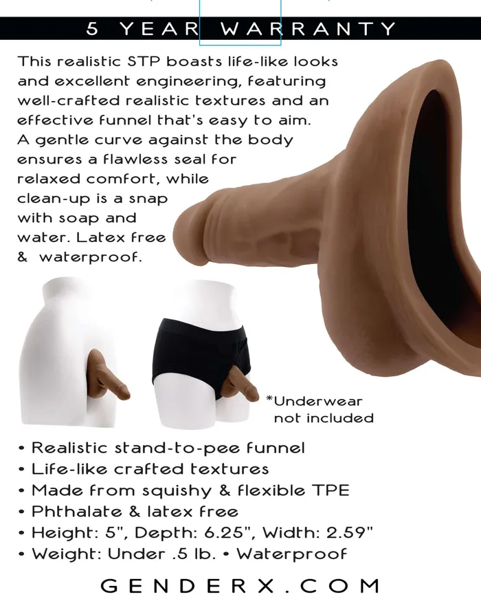 Evolved Novelties Dildos Gender X Stand To Pee Dark Skin Tone Thermoplastic Elastomers TPE