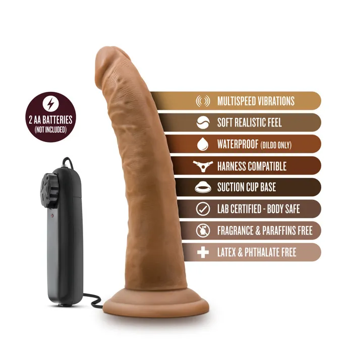 Female Sex Toys Blush Dr Skin By Blush Dr Dave Realistic Mocha 75Inch Long Remote Control Vibrating Dildo With Suction Cup Base