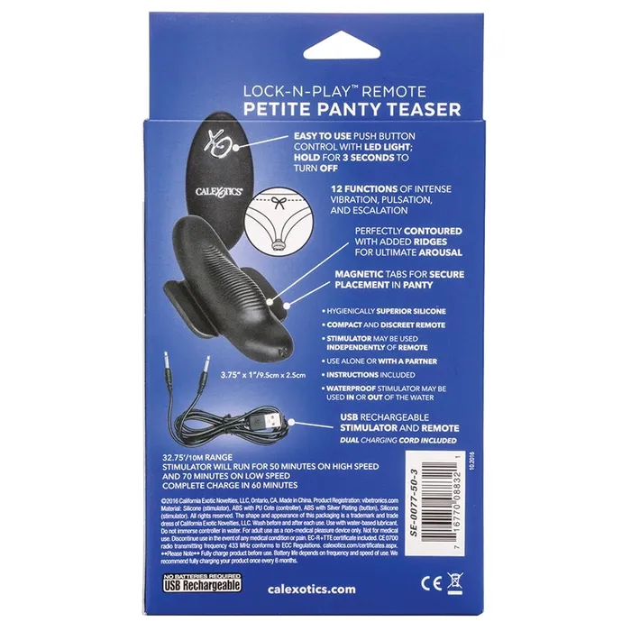 Female Sex Toys CAL EXOTICS Remote LockNPlay Rechargeable Petite Panty Teaser 375