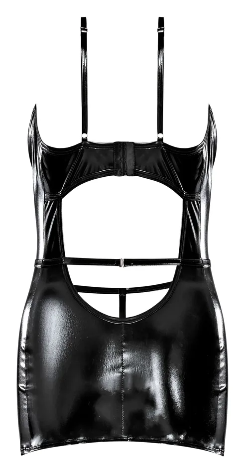 Female Sex Toys Magic Silk Lingerie Liquid Onyx Cut Out Mini Dress and GString Panty Set Black LXL