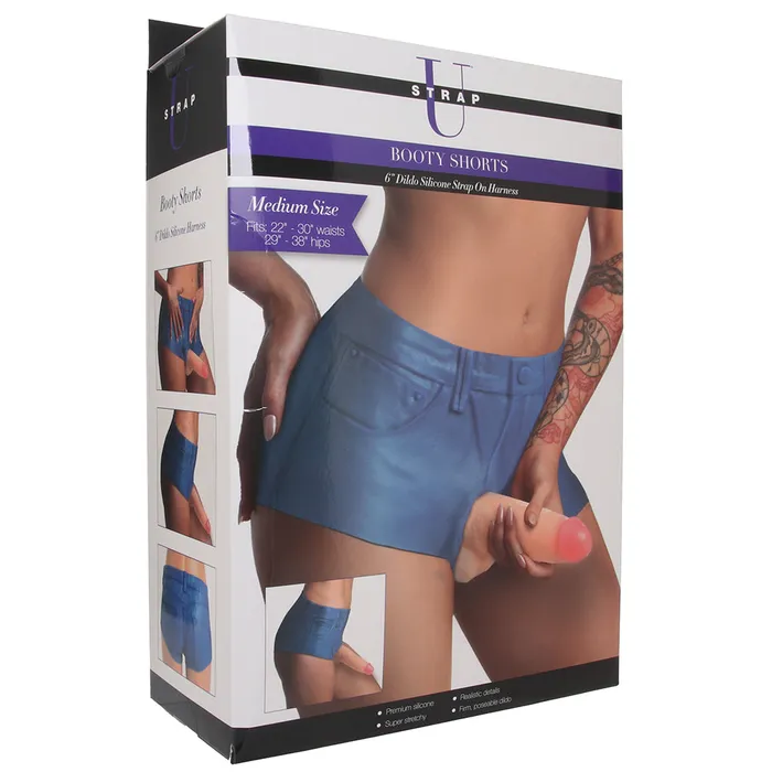 Female Sex Toys XR Brands Booty Shorts Strap On with 6 Inch Dildo in Medium