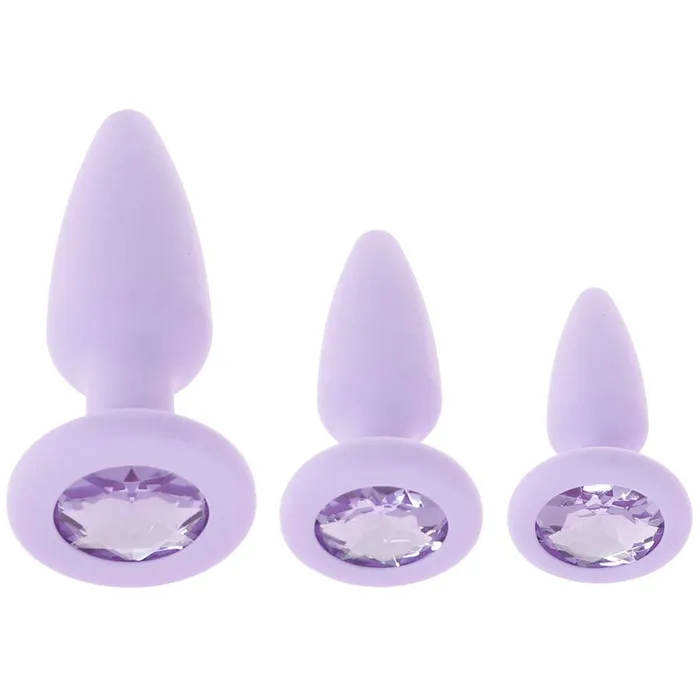 First Time Crystal Booty Anal Plug Set in Purple CalExotics Anal