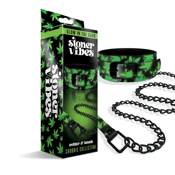 Global Novelties Dildos Stoner Vibes Chronic Collection Glow In The Dark Collar and Leash