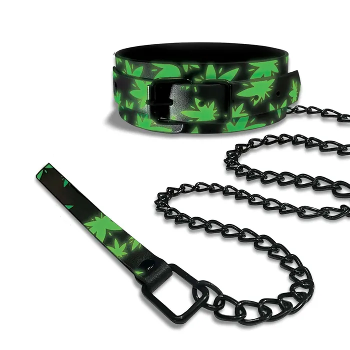 Global Novelties Dildos Stoner Vibes Chronic Collection Glow In The Dark Collar and Leash
