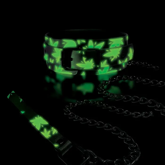Global Novelties Dildos Stoner Vibes Chronic Collection Glow In The Dark Collar and Leash