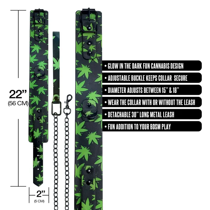 Global Novelties Dildos Stoner Vibes Chronic Collection Glow In The Dark Collar and Leash