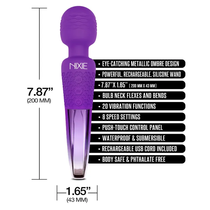 Global Novelties Nixie Wand Massager Purple Ombre Metallic Vibrators