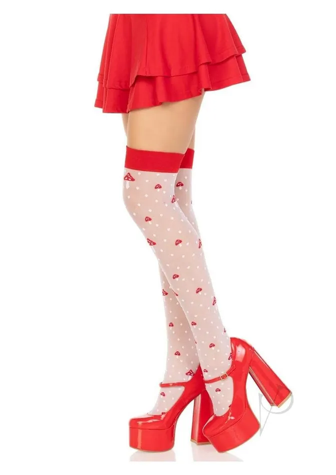 Magic Mushroom Thigh Highs Whimsical Polka Dot Stockings by Leg Avenue Leg Avenue Inc Vibrators