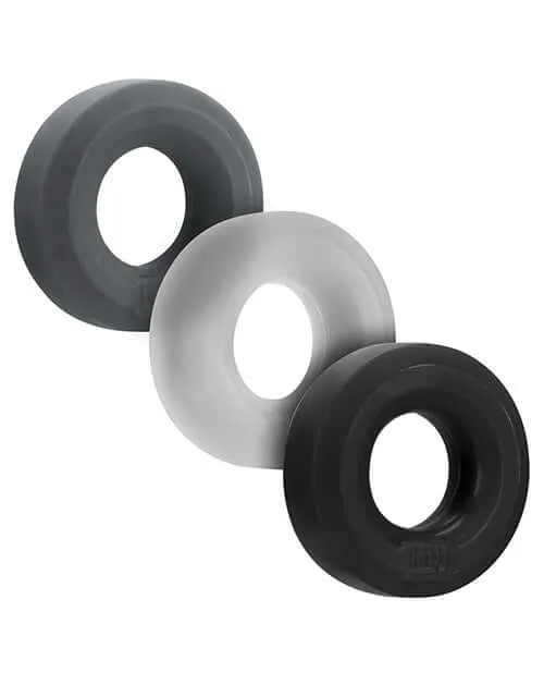 Male Sex Toys Hunky Junk HUJ CRings Ultimate Comfort in a Triple Pack Cock Ring Set OXBALLS