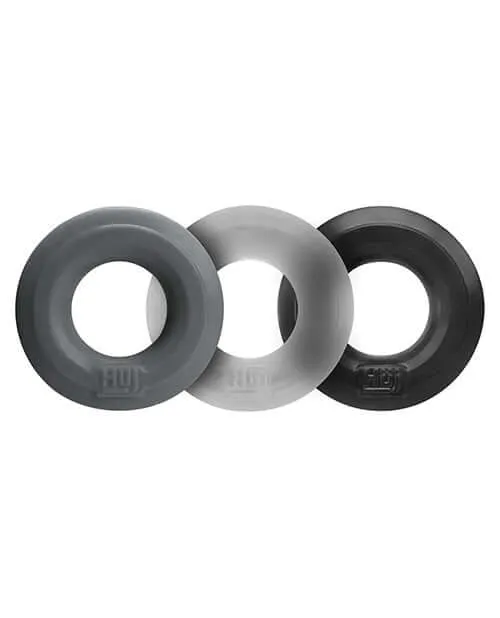 Male Sex Toys Hunky Junk HUJ CRings Ultimate Comfort in a Triple Pack Cock Ring Set OXBALLS