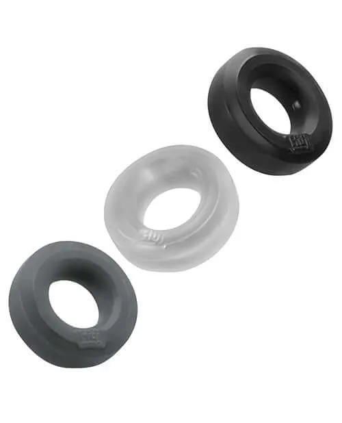 Male Sex Toys Hunky Junk HUJ CRings Ultimate Comfort in a Triple Pack Cock Ring Set OXBALLS
