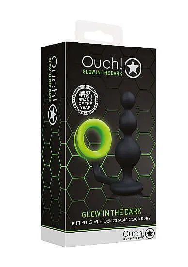 Ouch Glow Beads Butt Plug with Cock Ring Glow in the Dark Dual Stimulation Butt Plug Cock Ring SHOTS AMERICA Male Sex Toys Ouch Glow Beads Butt Plug with Cock Ring Glow in the Dark Dual Stimulation Butt Plug Cock Ring SHOTS AMERICA Male Sex Toys