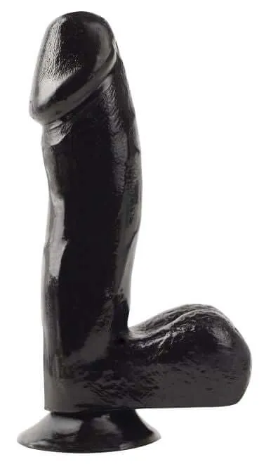 Pipedream Products Dildos Basix Rubber Works Ballsy Dong 65 Black Suction Cup Base