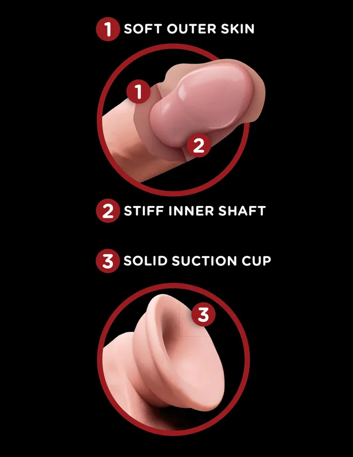 Pipedream Products King Cock Triple Density Plus 6Inch Dildo with Swinging Balls Realistic Fanta Flesh Suction Cup Dildos