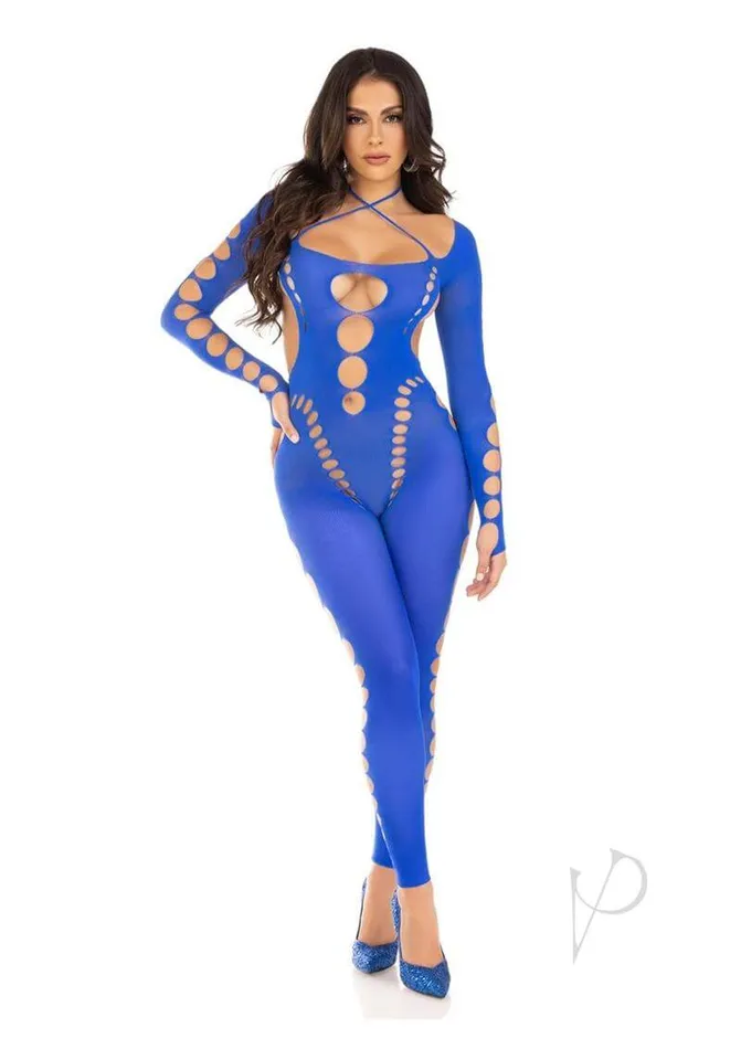 Reckless Intentions Footless Bodystocking Blue Daring CutOuts Open Back by Leg Avenue Leg Avenue Inc Vibrators