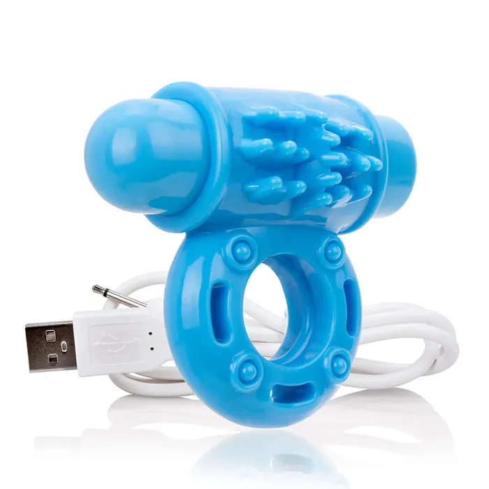 Screaming O Couples Screaming O Charged O Wow Ring Blue Rechargeable 10Function Vibrating Cock Ring LowPitch Vooom Technology Waterproof Fits Most Sizes