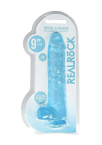 SHOTS AMERICA Female Sex Toys Realrock 9 inches Realistic Dildo with Balls Blue SHOTS AMERICA Female Sex Toys Realrock 9 inches Realistic Dildo with Balls Blue