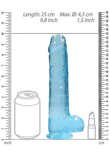 SHOTS AMERICA Female Sex Toys Realrock 9 inches Realistic Dildo with Balls Blue