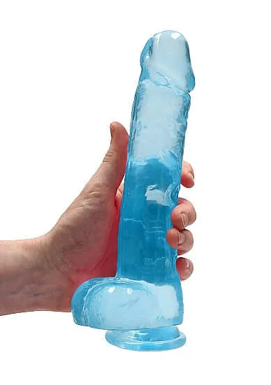 SHOTS AMERICA Female Sex Toys Realrock 9 inches Realistic Dildo with Balls Blue