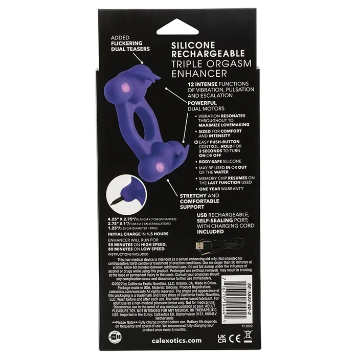 Silicone Rechargeable Triple Orgasm Enhancer CAL EXOTICS Female Sex Toys