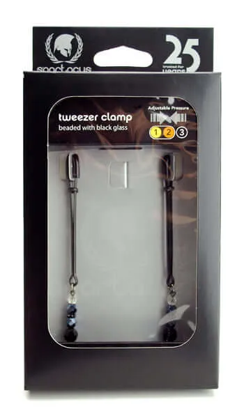 Spartacus Anal Spartacus Black Tweezer Nipple Clamps with Beads Adjustable Gentle Pinch Spartacus Anal Spartacus Black Tweezer Nipple Clamps with Beads Adjustable Gentle Pinch