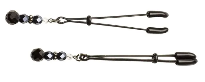 Spartacus Anal Spartacus Black Tweezer Nipple Clamps with Beads Adjustable Gentle Pinch