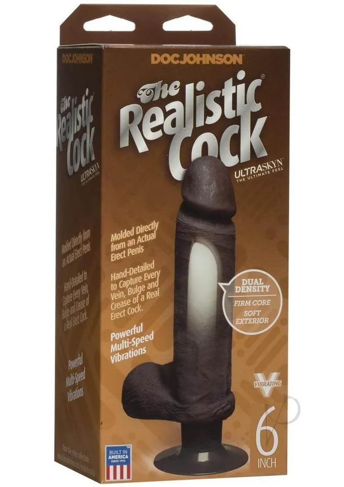 The Vibro Realistic Cock 6 Black Lifelike DualDensity Pleasure Doc Johnson Enterprises Dildos The Vibro Realistic Cock 6 Black Lifelike DualDensity Pleasure Doc Johnson Enterprises Dildos