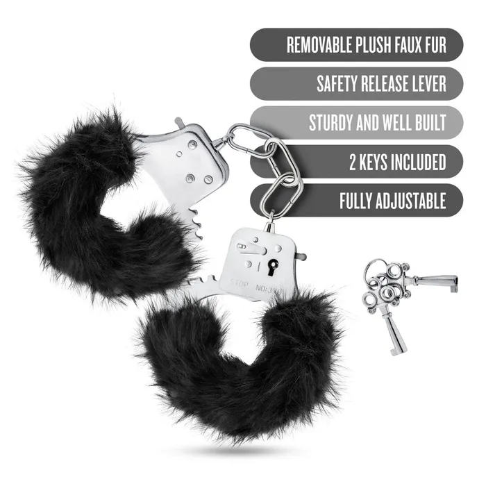 Vibrators Blush Temptasia By Blush Plush Fur Cuffs Black