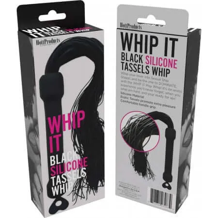 Whip It Black Silicone Pleasure Whip with Tassels by Hott Products Unlimited HOTT Products Female Sex Toys Whip It Black Silicone Pleasure Whip with Tassels by Hott Products Unlimited HOTT Products Female Sex Toys